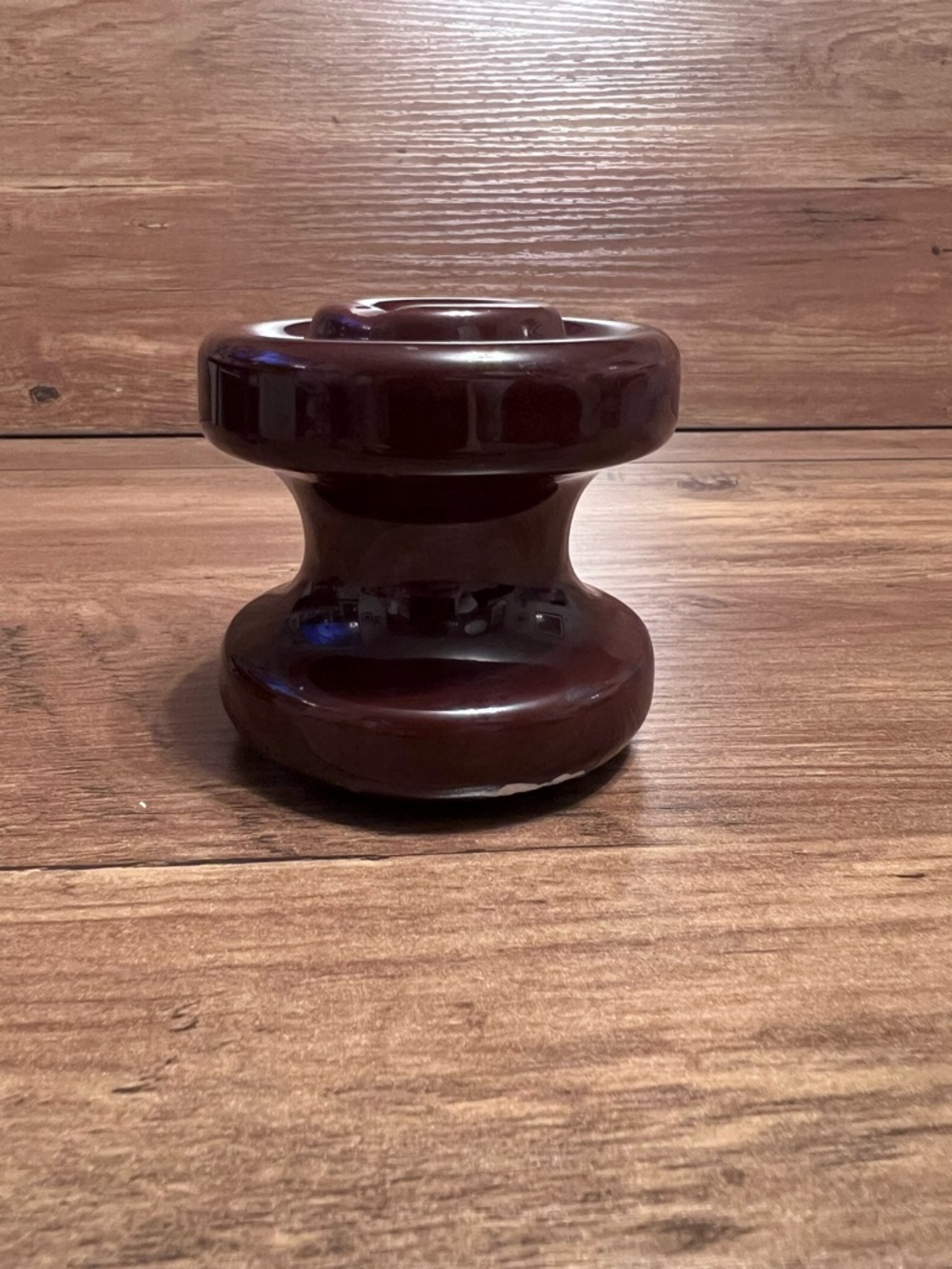 Vintage Ceramic Brown Spool Insulator